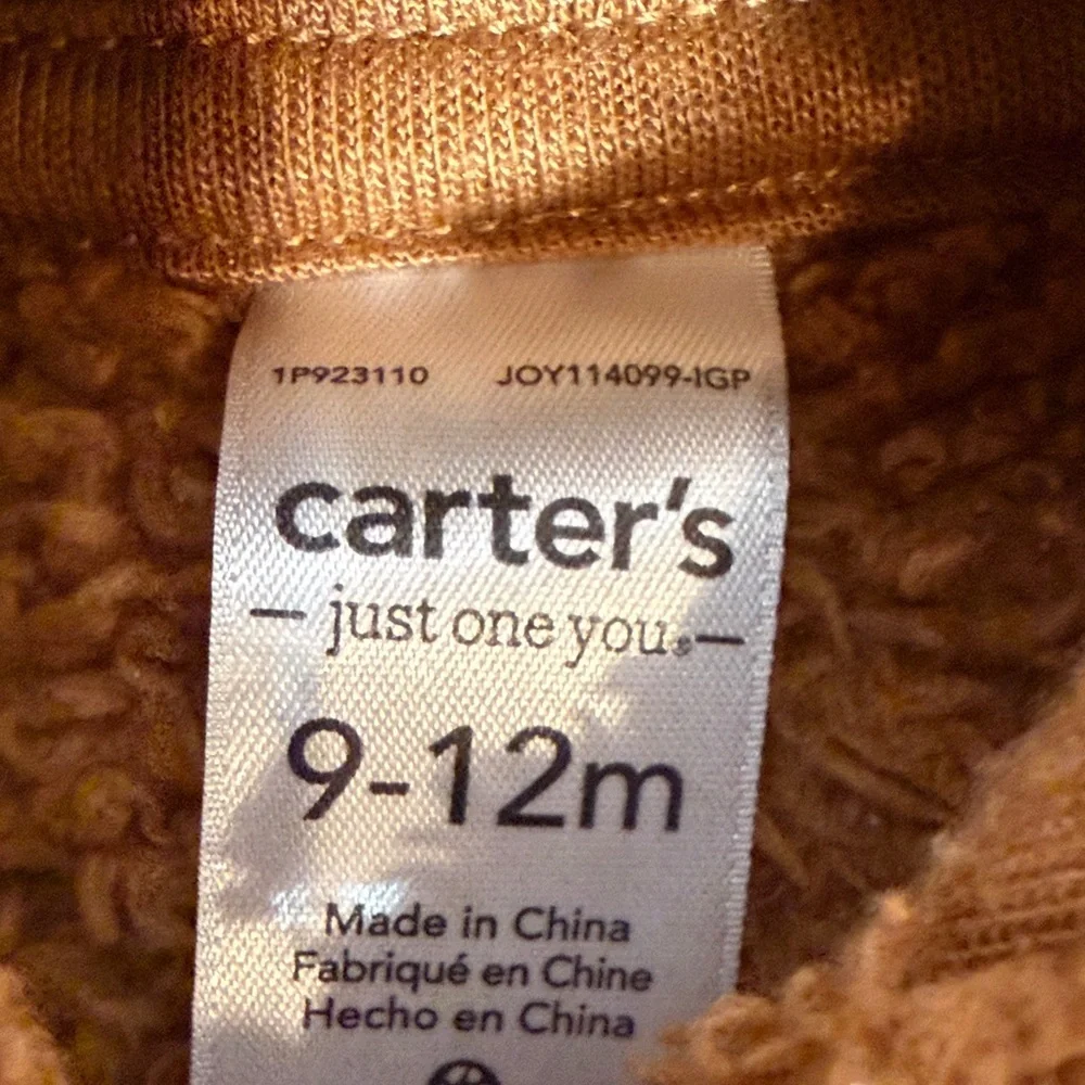 Carter’s Chestnut Brown Plush Hooded Jacket 9-12 M